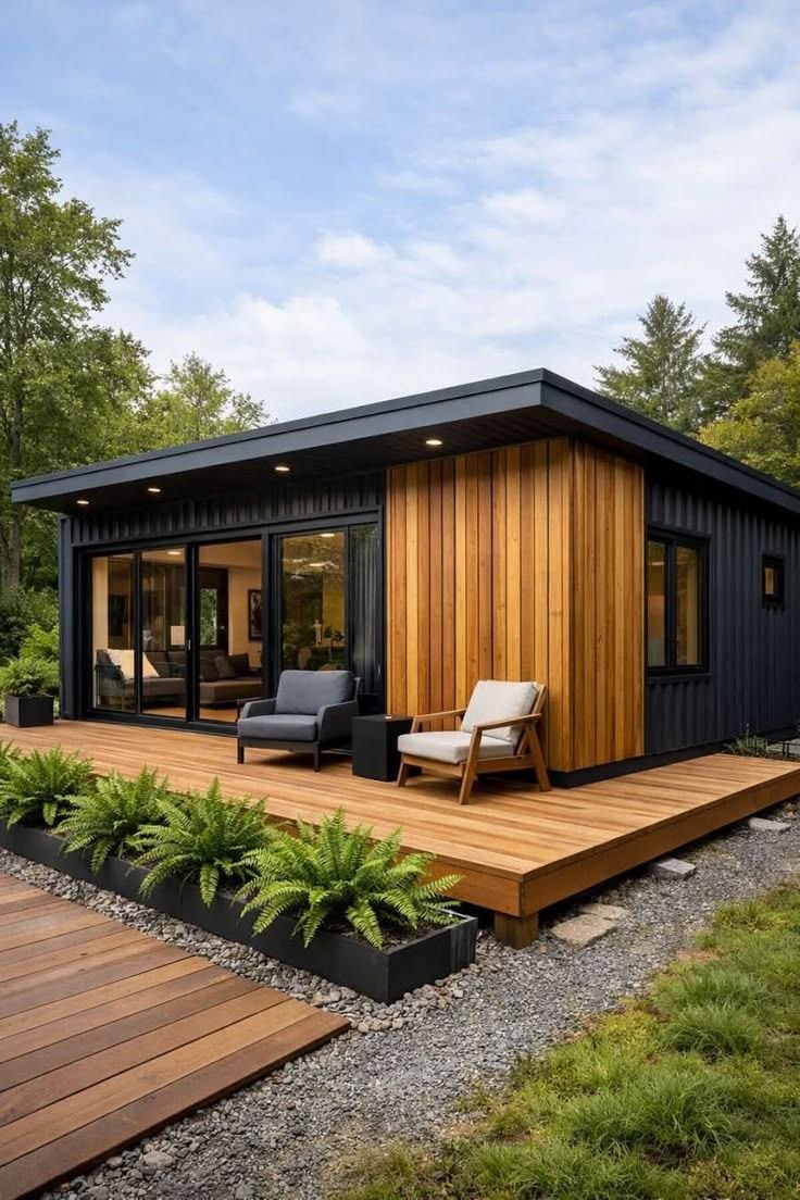Single-storey house with deck